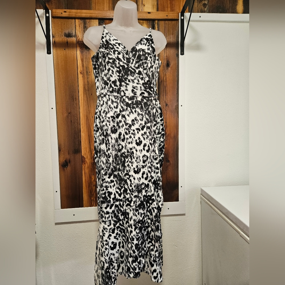 RACHEL Rachel Roy Black and White Animal Print Maxi Dress